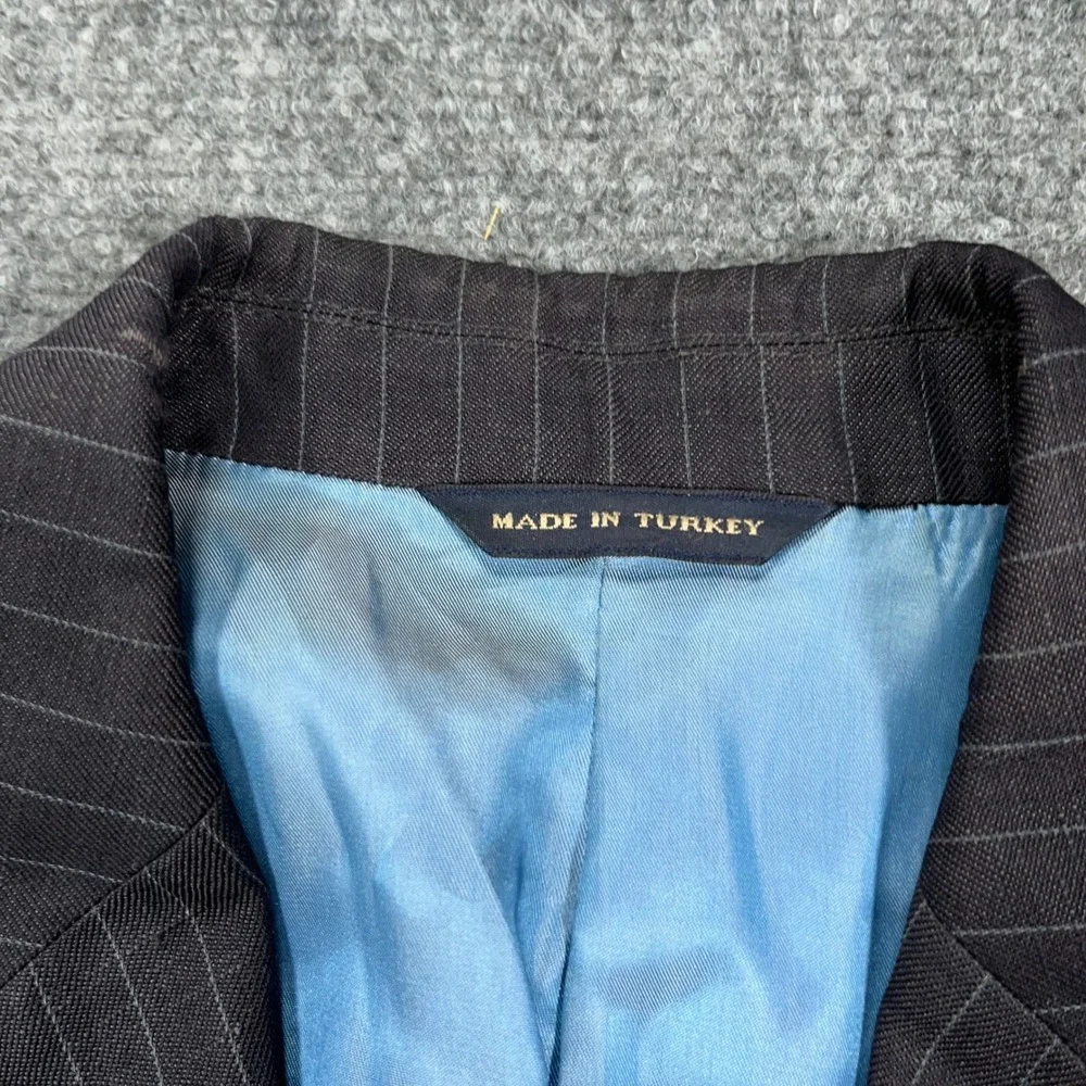 Banana Republic Pinstripe Blazer Jacket Mens 38S Wool Linen Blend Navy Preppy